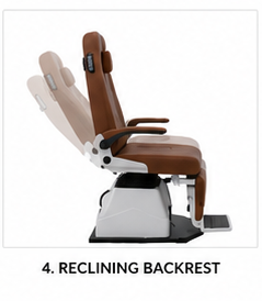 Motorized ophthalmic refraction chair unit designed for eye hospitals, optical stores and vision testing centers. Smooth height adjustment, ergonomic patient positioning and durable construction for daily clinical use.